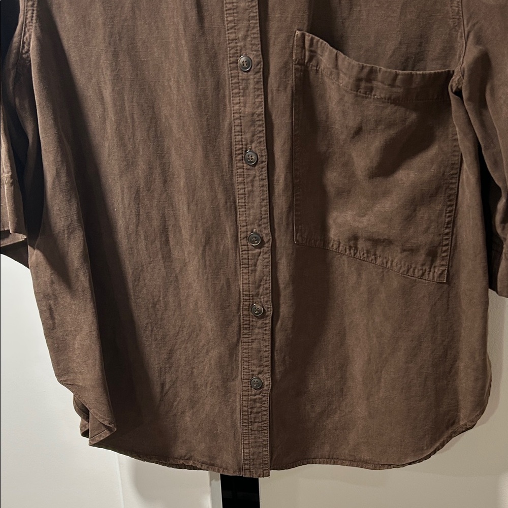Zara Women's Dark Brown Button-Down Shirt - Picture 6 of 6